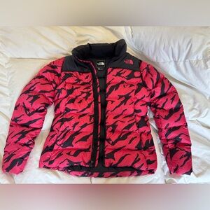 The North Face Women’s S/P Pink and Black Patterned Puffer Jacket GOOSE DOWN